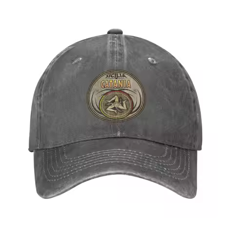 Catania Sicilia Sicily trinacria symbol Denim Fabric Cap Casual Baseball Caps Adjustable Hat Summer 
