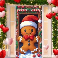 1pc 2D Gingerbread Man Door Banner - Durable, Electricity-Free Wall Decor, Suitable For Various Fest