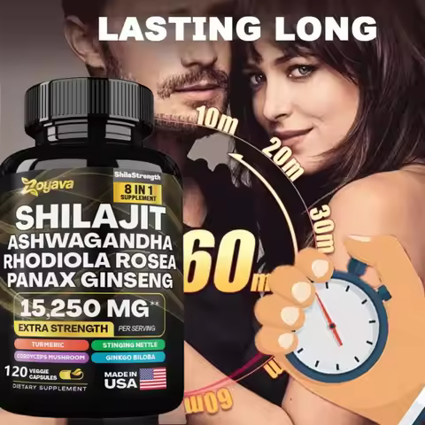 8 in 1 Supplements - Shilajit with Ginseng Ashwagandha for Brain, Memory, Concentration, Energy, Imm
