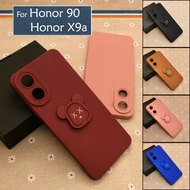 Huawei Honor 90 Honor X9A 5G Plain DIY Bear Stand Ring I-Ring Back Silicone Case TPU Soft Cover Casi