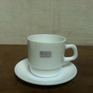 WH6634【四十八號老倉庫】全新 早期 法國製 ARCOPAL 純白 牛奶玻璃 咖啡杯 220cc 1杯1盤價