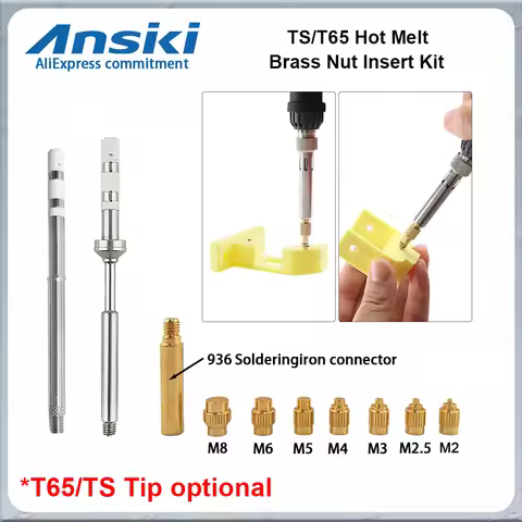 TS/T65 Hot Melt Brass Nut Insert Kit 3D threaded hole implantation M2-M8 kit Used for TS101 Pinecil 