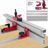 Woodworking Aluminium Profile Fence Kit 75 Type Miter Track Backer W/ 2pc T-slot and 1pc Fence Stopp