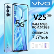 Hp murah VIVQ V25e NFC Smartphone 7.5Inci 90Hz 5G/4G Handphone RAM 16GB ROM 512GB 6800mAh Produk pro