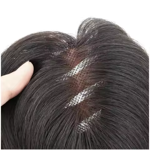 7x9cm/9x10cm Human Hair Ladies Topper Hairpiece T-shaped Swiss Net For Women Daily Wear Cover Gray H