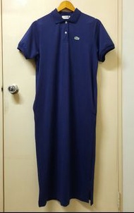 (現貨1條) 日本 LACOSTE for BEAMS BOY (NAVY) 藍色短袖長版連身裙 左右袋 側面小開衩 POLO 鈕扣設計