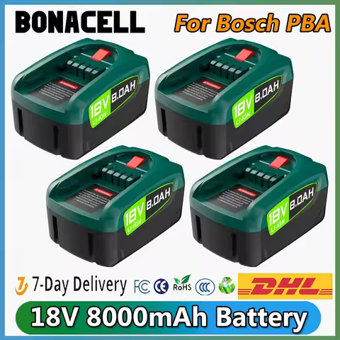 8000mAh For Bosch PBA Rechargeable Battery 18V For Bosch Power Tools AL1880CV AL1810CV AL18815CV AL1