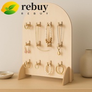 REBUY Earring Display Rack, Wooden Detachable Jewelry Storage Rack, Multifunctional 3 Layers Hook St