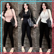 Women's Bodycon Long Sleeve T-shirt [Code B99] 35~55kg, Slim Fit, Soft Cotton [TD 5 BUTTONS]