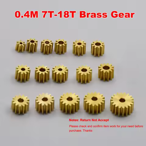 0.4M Modulus Copper Gear 7T 8T 9T 10T 11T 12T 13T 14T 16T 18T Teeth Metal Pinion Transmission Gear F