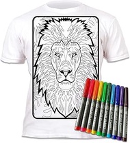 Splat Planet Lion Magic T-Shirt Colouring Set with 10 Washable Felt Tip Pens - Paint Your T-Shirt, D