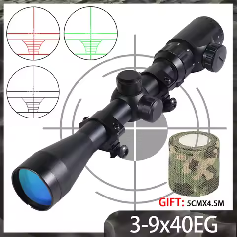 Tactical 3-9x40EG Scopes Hunting Shooting Riflescope Outdoor Optical Air Rifle Sight Green Red Illum