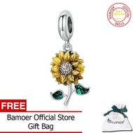 BAMOER 925เงินสเตอร์ลิงจี้ทานตะวัน Charm สำหรับสร้อยข้อมือผู้หญิงสร้อยคอ DIY เครื่องประดับแฟชั่น SCC