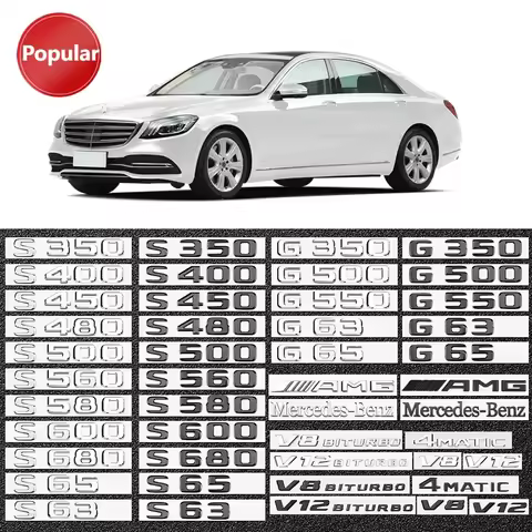 #3D Flat Font Letters S480 S680 S63 G550 G65 4MATIC V8 Emblem for Mercedes Benz AMG G S Class Car Tr