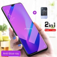 Vivo V21E Tempered Glass 2 in 1 Vivo V21 V21e Y72 5G V20 Pro SE Y50 Y30 Y20 Y20s Y20i Y31 Y19 Y17 Y15 Y12 Y11 Tempered Glass Film Anti Blue Ray Light 9H Screen Protector Glass