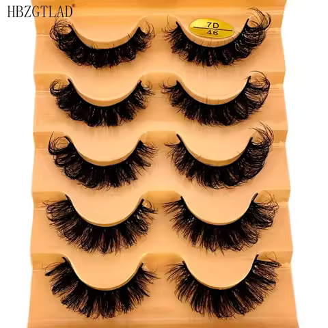 HBZGTLAD NEW 5pairs D Curl Short Russian Strip Lashes Classic Hybrid Volume Lashes New Arrival Wispy