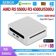 SZBOX AMD R5 5500U R3 4300U/5300U Mini PC Windows 11 PRO DDR4 3200MHz NVME SSD WiFi 6 BT 5.2 Desktop