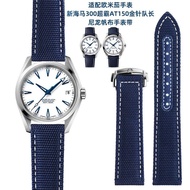 2024♦▫ CAI-时尚27 Nylon canvas leather strap suitable for for-/Omega Seamaster 300AT150 Gold Needle Captain Die Fei watch strap 20mm