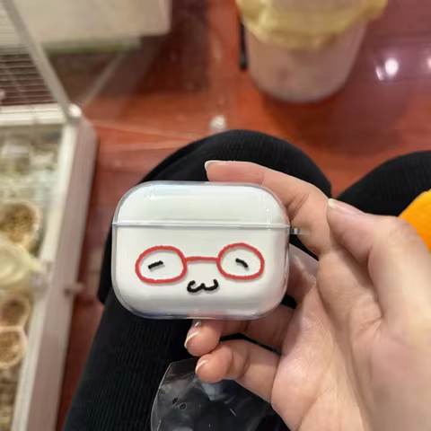 Korean Ins StyleCute Cartoon Fun Glasses With Cute Bear For Airpod 4 3 2 1 AirPod Pro 3 2 Headphone 