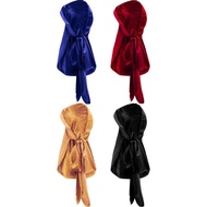 Tatuo 4 Keping Durag Beludru Lelaki dengan Ekor Panjang, Penutup Kepala Durag Lembut untuk 360 Waves