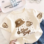 &COD RINA STUDIO 2026 New Model Family T-Shirt Slow Days Coffee Cup Fishing Hat Pattern Children's P
