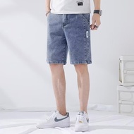 Denim Five-point Pants Men's Thin Loose Straight Casual Shorts Korean Version Trendy All-match 5-poi