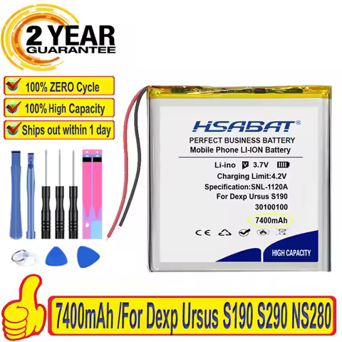 Top Brand 100% New 7400mAh 30100100 Battery for Dexp Ursus S190 S290 NS280 A179i 10XW Z380 NS180 8W 