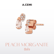 A.CEMI Melty Morganite Pave Earring พลอย เงินแท้ ชุบทอง 18K
