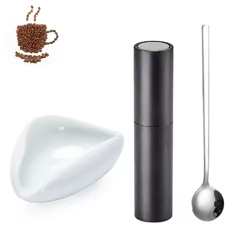 Coffee Bean Dosing Cup and Spoon Set Ceramic Dosing Vessel Measuring Tray Kit for Coffee Accessories
