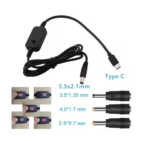 Type C USB C to 5.5x2.1mm 2.5x0.7 /3.5x1.35mm 4.0x1.7mm 5V 9V 12V 15V 20V Adjustable Voltages Step U