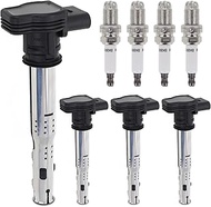 Sorghum Ignition Coil Pack and Spark Plugs Compatible with Audi A3 A4 A5 A6 Q3 Q5 Q7 TT RS4 RS5 Volk
