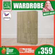 4 Feet Swing Door Wardrobe / Wardrobe with Large hanging space / Almari baju / Pintu Kaca / Almari Baju Kayu