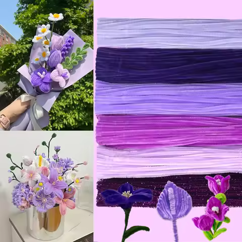 100/300 PCS 6 Colors Gradient Purple Pipe Cleaners Chenille Stems, Pipe Cleaners Craft, Pipe Cleaner