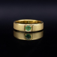 แหวนมรกต(Natural Emerald) ตัวเรือนเงินแท้ 92.5%ชุบทอง ไซส์นิ้ว 55 เบอร์ 7 US พลอยแท้จากประเทศโคลัมเบีย