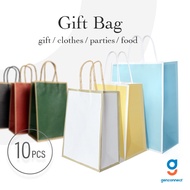 (SG SELLER) 10 PC Set Kraft Border Paper Bag Kids Birthday Party Gift/Goodie Bag xmas CNY gift bag