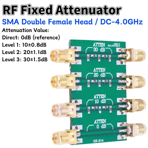 SMA Double Female Head RF Fixed Attenuator DC-4.0GHz SMA Attenuator Set 200mW 50ω 0dB 10dB 20dB 30dB