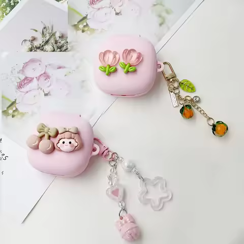 cartoon Cover For Xiaomi redmi Buds 4 Pro /buds4 active /4lite Case with keychian Silicone earphones