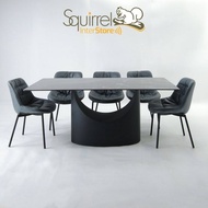 Ceramic Sintered Stone Marble Dining 1+8 Set- TOP L180 +BASE L805/INGOTS / Rectangle Shape table / 8 seater / meja makan batu