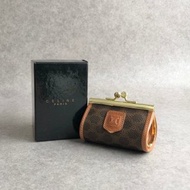 【日本直送 名牌中古包】CELINE 賽琳 馬車圖案 零錢包 咖啡色 壓紋 PVC 皮革 vintage 古董 fjmvvj