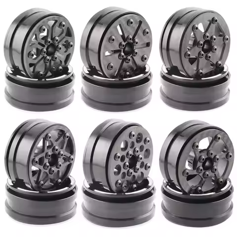 4Pcs Carbon Fiber 1.9Inch Beadlock Wheel Rim Wheel Hub For 1/10 RC Crawler Car Axial SCX10 TRX4