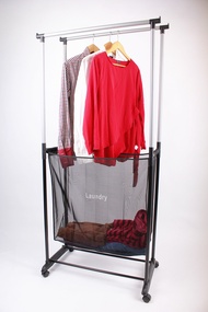 AFGY FGR 244 Double Pole Garment Rack Plus Laundry Hamper