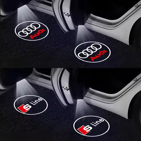 2PCS Car Door Welcome Light LED Wireless Projector Lamp For Audi sline A4 B7 B8 B9 A3 8P 8V 8L A5 A6