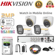 HIKVISION 2MP Camera CCTV Package Smart Hybrid Light ColorVu Audio Outdoor DIY CCTV Package Kit