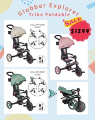 🔥$1299只限Carousell優惠價🔥行貨 可摺款Globber Explorer Trike Foldable 4 in 1 可摺式 四合一 兒童三輪車 小童三輪車 手推車 嬰兒車 滑步車 多色