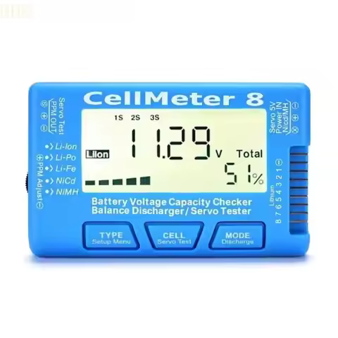 E15A CellMeter-8 1-8S Battery Capacity Checker Meter LiPo Li-lon NiMH Compact Servo Testing Narrow F