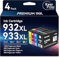 EASYPRINT Compatible 932XL 933XL Ink Cartridges BK/C/M/Y Replacement for HP 932XL 933XL 932 933 Comp