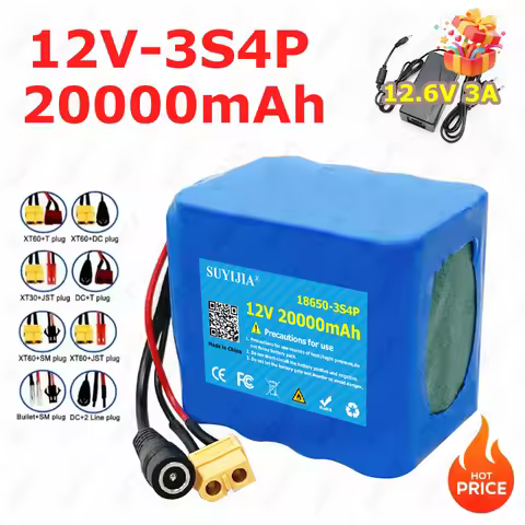 12V 3S4P 20Ah Fishing Battery 18650 lithium ion battery 12V 20000mAh DC12.6V Cam Monitor rechargeabl