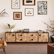 Burl wood TV cabinet, all solid wood, floor-stand storage cabinet, vintage Wabi-sabi style living ro