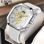 LIGE Watch Men Square Quartz Wrist Fashion Waterproof Sports Chronograph Watch For Men + Original Box