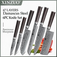 Murah 6Pcs Kitchen Knife Set Vg10 Japanese Steel High Carbon Stai